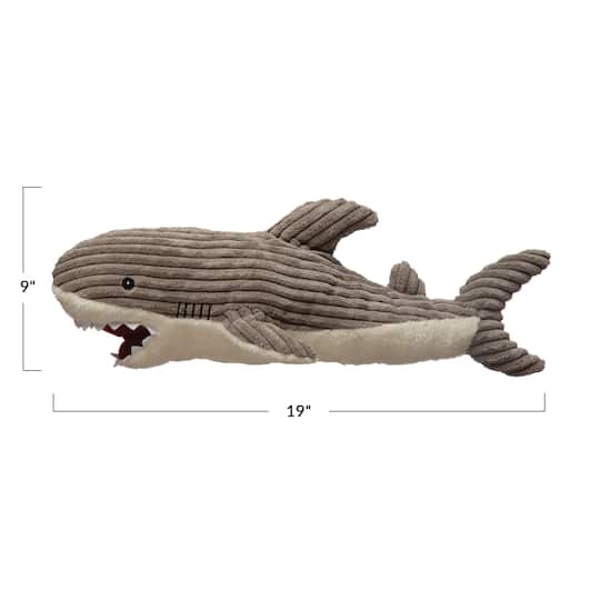 19&#x22; Gray Plush Corduroy Shark